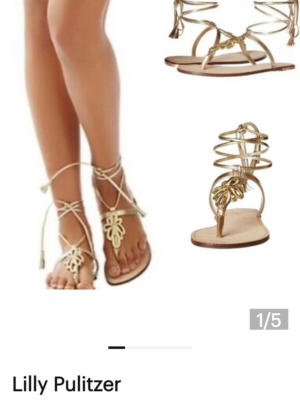 Lilly Pulitzer Pier Sandals Metallic Gold Lace-Up Gladiator